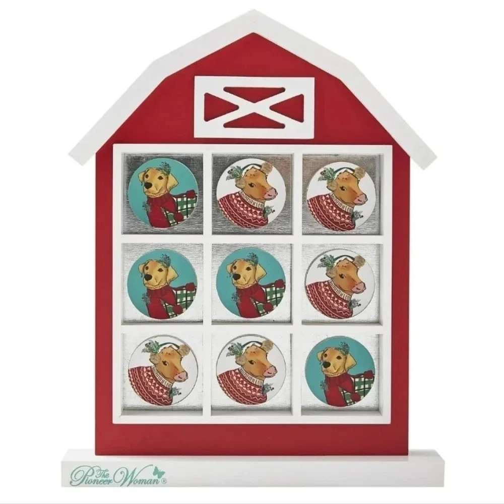 The Pioneer Woman Holiday Barn MDF Tic-Tac-Toe Game - Picture 2 of 8